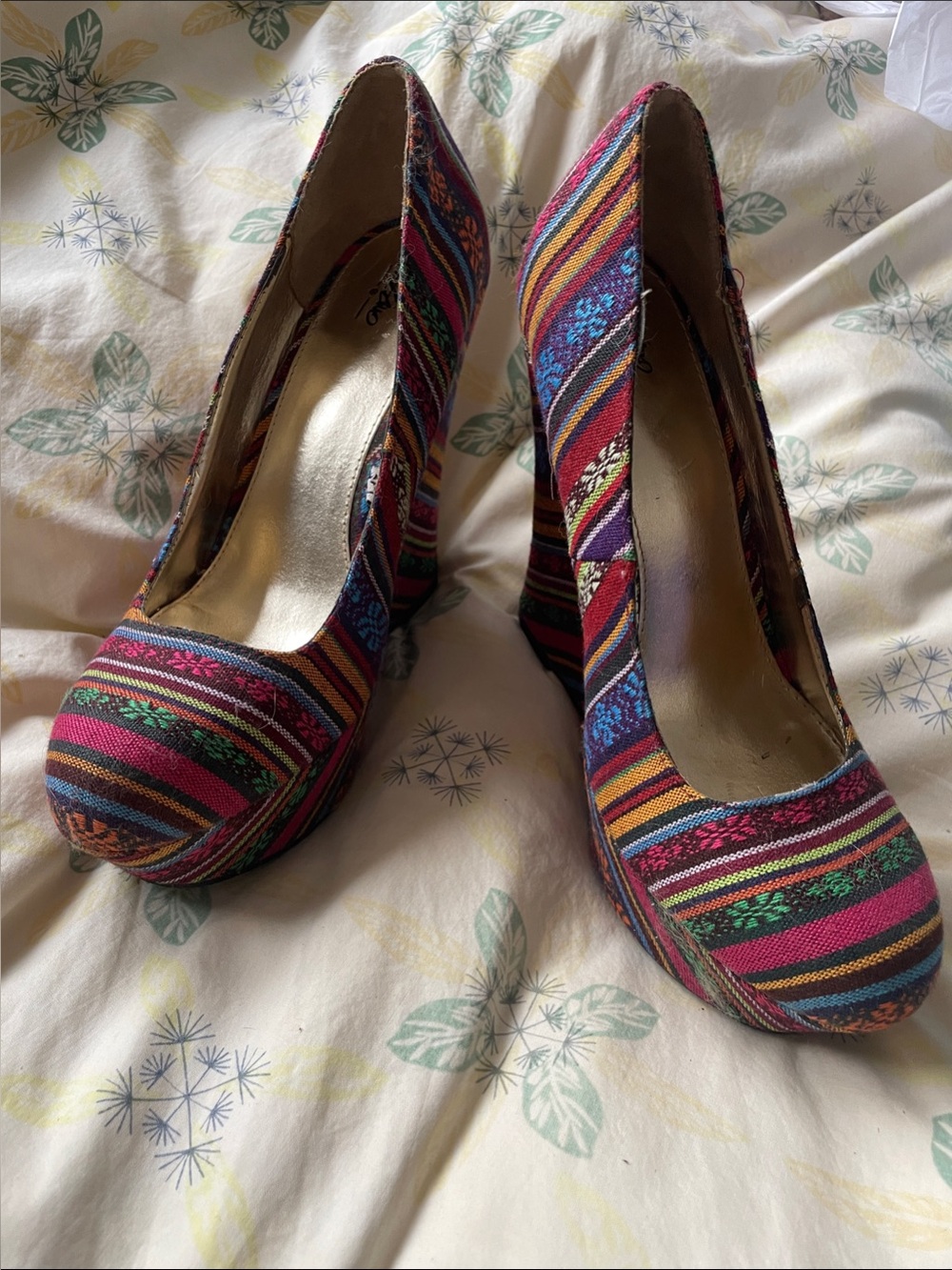 Mossimo Supply Co. Multicolor Striped Wedge Pumps